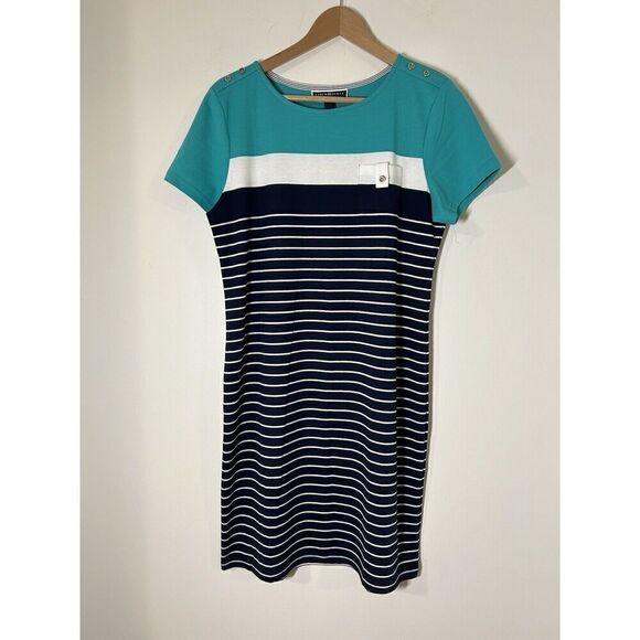 Karen Scott Sport Women's Striped Dress Short Sleeve Size PL - Picture 1 of 4